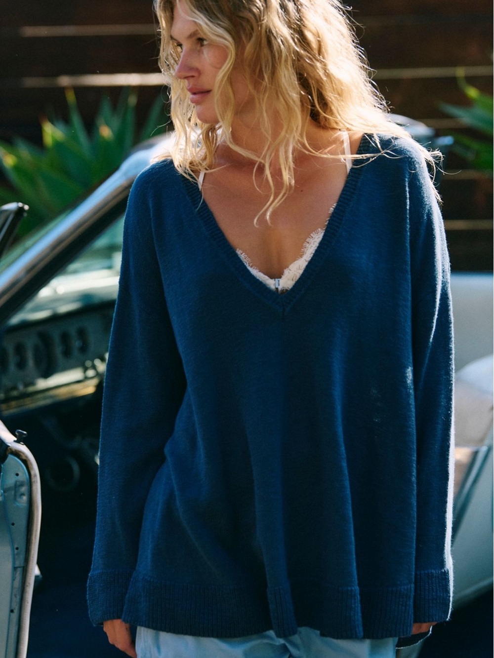 Free People Oversized Sweater - Navy